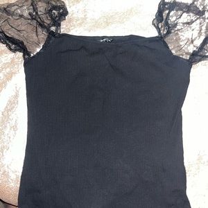 Black Sheer Shoulder Top